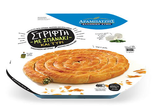 Twirled pie with spinach & mizithra-feta cheese 
