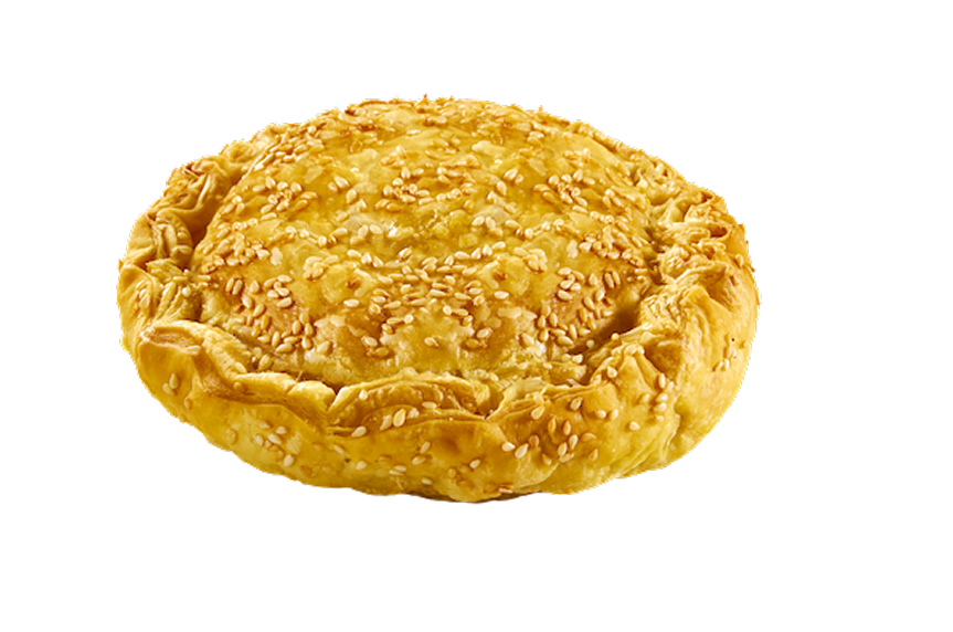 Handmade butter pie with ham & sauce