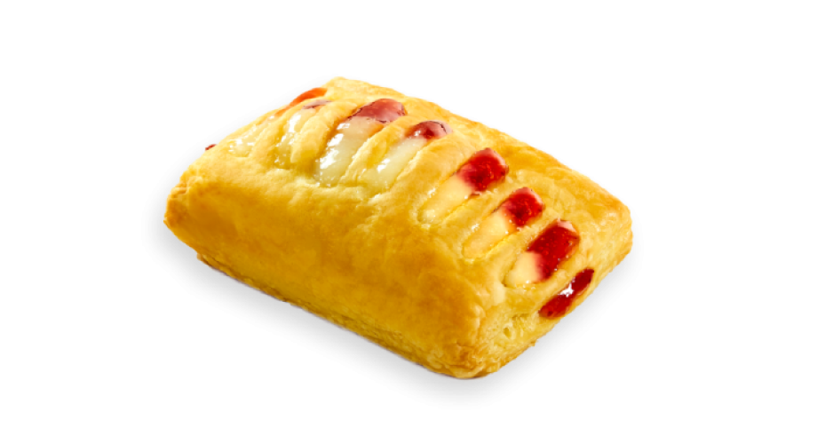 Mini strudel with confectionary cream and strawberry