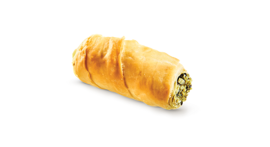 Mini filo rolls with spinach, mizithra & feta cheese