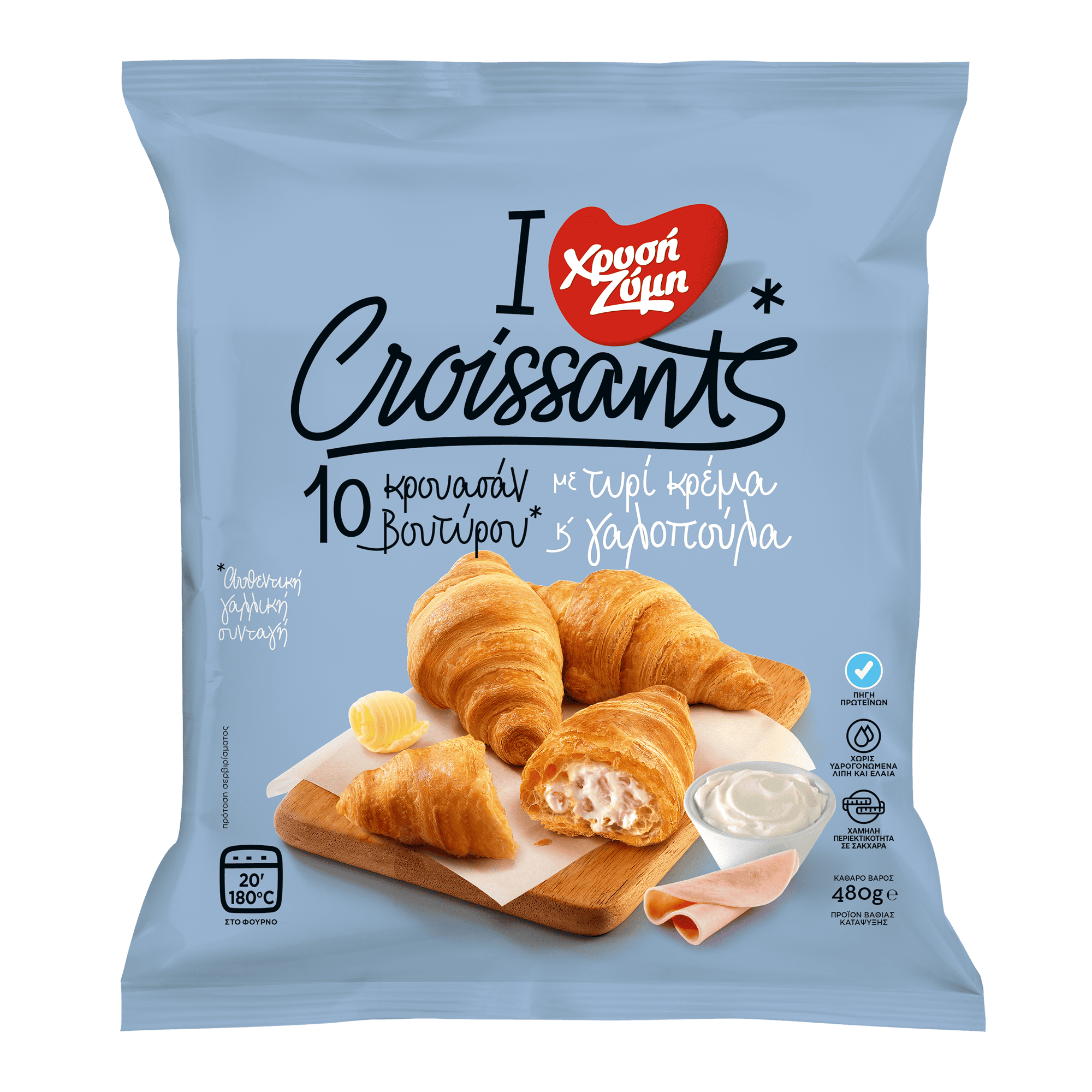 Croissants με τυρί κρέμα και γαλοπούλα