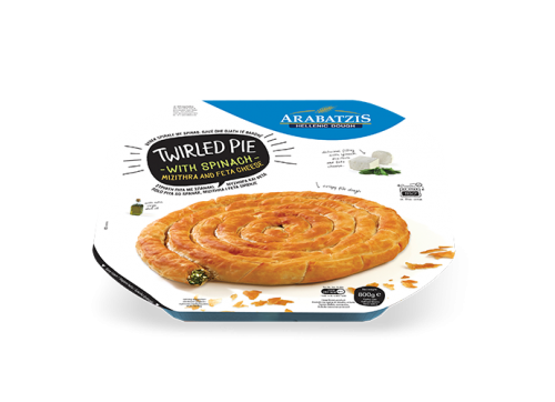 Twirled pie with spinach & mizithra-feta cheese 