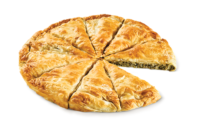 Round country pie with spinach - mizithra - feta cheese