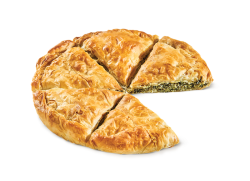 Round country pie with spinach mizithra & feta cheese